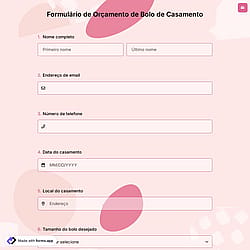 Formulário de Orçamento de Bolo de Casamento
