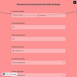 Formulario de Cotización de Pastel de Boda