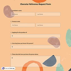Character Reference Request Form