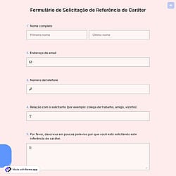 Formulário de Solicitação de Referência de Caráter