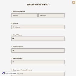 Bank Referenzformular