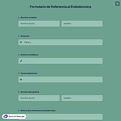Formulario de Referencia al Endodoncista