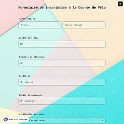 Formulaire d'inscription pour course cycliste