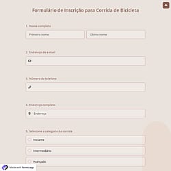 Formulário de Inscrição para Corrida de Bicicleta
