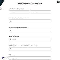 Unternehmensanmeldeformular