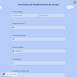 Formulário de Relatório Diário de Campo