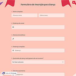 Formulário de Inscrição para Dança