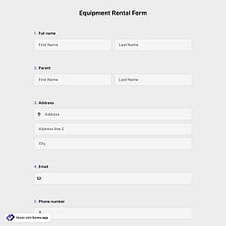 Equipment Rental Form