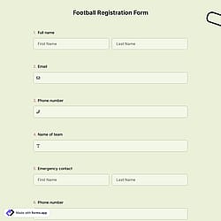 Football Registration Form