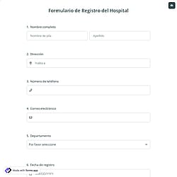 Formulario de Registro del Hospital