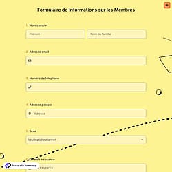 Formulaire de Informations sur les Membres
