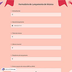 Formulário de Lançamento de Música