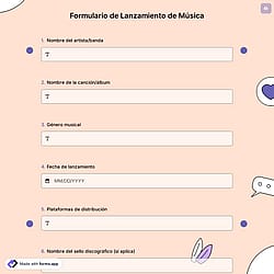 Formulario de Lanzamiento de Música