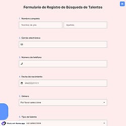 Formulario de Registro de Búsqueda de Talentos