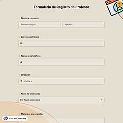 Formulario de Registro de Profesor
