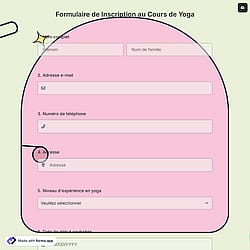 Formulaire d'inscription aux cours de yoga