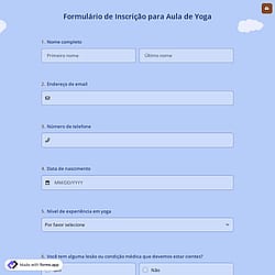 Formulário de Inscrição para Aula de Yoga