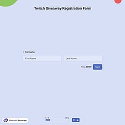 Twitch Giveaway Registration Form