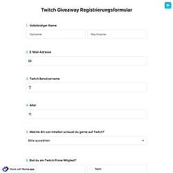 Twitch Giveaway Registrierungsformular