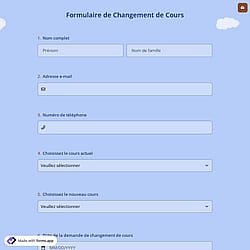 Formulaire de Changement de Cours