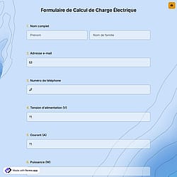 Formulaire de Calcul de Charge Électrique