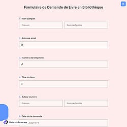 Formulaire de Demande de Livre en Bibliothèque