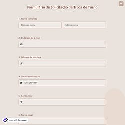 Formulário de Solicitação de Troca de Turno