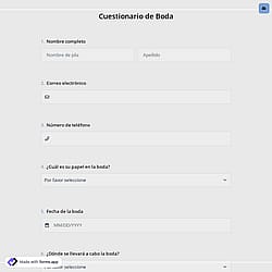 Cuestionario de Boda