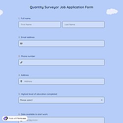 Quantity Surveyor Job Application Form
