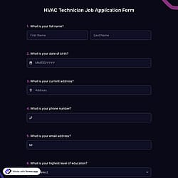 HVAC Technician Job Application Form