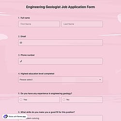 Engineering Geologist Job Application Form