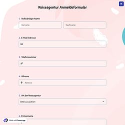 Reiseagentur Anmeldeformular