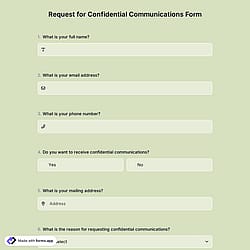 Request for Confidential Communications Form