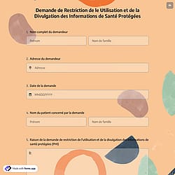 Demande de Restriction de le Utilisation et de la Divulgation des Informations de Santé Protégées