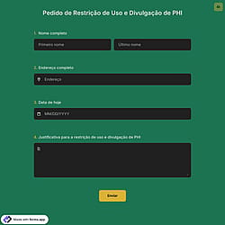 Pedido de Restrição de Uso e Divulgação de PHI