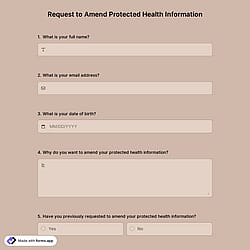 Request to Amend Protected Health Information