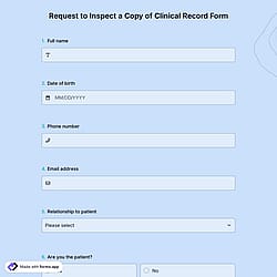 Request to Inspect a Copy of Clinical Record Form
