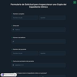 Formulario de Solicitud para Inspeccionar una Copia del Expediente Clínico