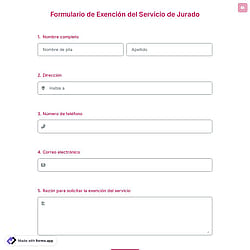 Formulario de Exención del Servicio de Jurado
