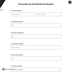 Formulário de Certificado de Revenda