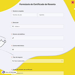 Formulario de Certificado de Reventa