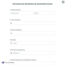 Formulario de Reembolso de Actividades Físicas