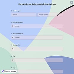 Formulaire de Adresse de Réexpédition