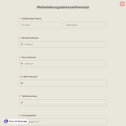 Weiterleitungsadressenformular