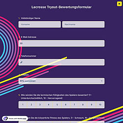 Lacrosse Tryout-Bewertungsformular