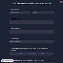 Formulario de Evaluación de Pruebas de Lacrosse