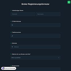 Broker Registrierungsformular