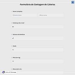 Formulário de Contagem de Calorias