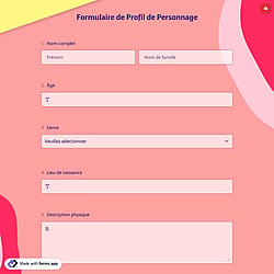 Formulaire de Profil de Personnage