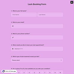 Lash Booking Form
